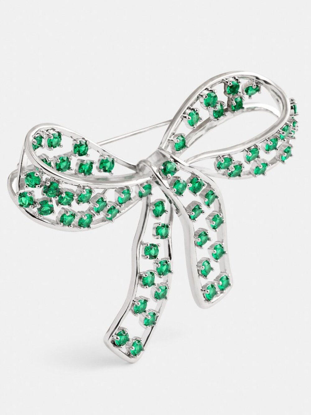 Coach Crystal Bow Brooch Green & Silver CAF22